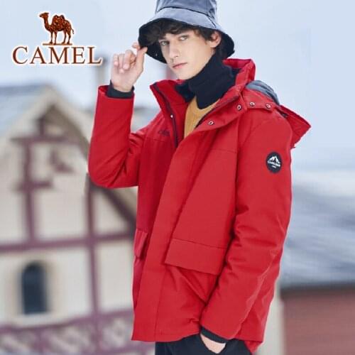 CAMEL Sports Outdoor Men Hiking Down Jacket Winter New Fashion Coat Mens Mid-length Down Jackets Casual Workwear Cold Jacket
