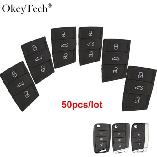 Okeytech 50pcs/lot 3 Buttons Remote Car Key Button Pad For VW Golf 7 4 5 Mk4 6 For Skoda Octavia For Seat Leon Ibiza Altea Fob