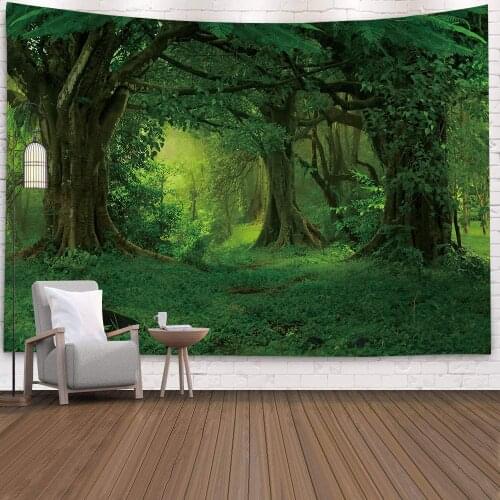 Wholesale Trees 3D Printed Beach Towel Tapestry Psychedelic Landscape Forest Wall Hanging Carpet Yoga Mat Decorative Tapestry