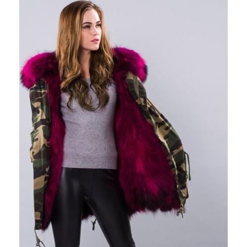 JKP Autumn and Winter Fashion Street Long Natural Raccoon Hair Lining Womens Coat Large Fur Collars to Overcome Womens Clothes
