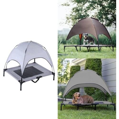Pet Bed w/Removable Canopy Portable Dog Camp Tent Raised Dog Bed Beach Tent for Dogs Cats Summer Outdoor Camping