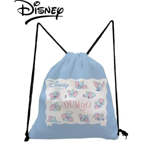 Disney Dumbo Backpack Portable Storage Bag Blue Casual Drawstring Bag Child Elephant Small School Bag Shoe Pocket Dropshipping