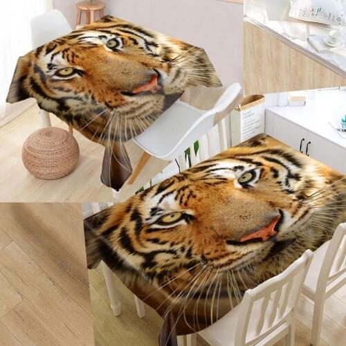 Tiger Animals Custom Table Cloth Oxford Fabric Rectangular Waterproof Oilproof Table Cover Family Party Tablecloth