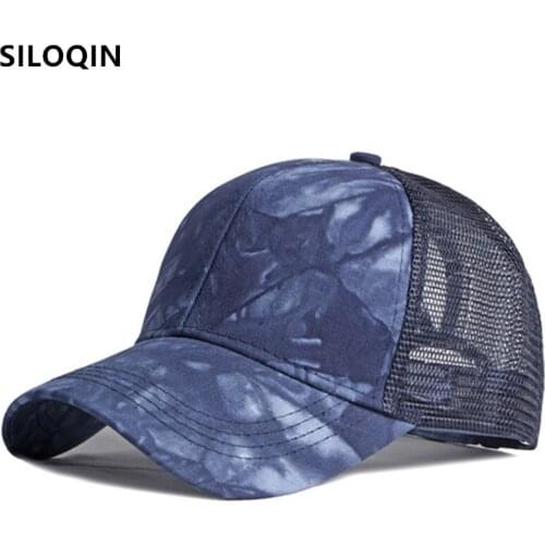 SILOQIN Snapback Cap Summer Womens Ponytail Breathable Baseball Caps Adjustable Size Couple Sports Cap Mens Mesh Cap Black Hat
