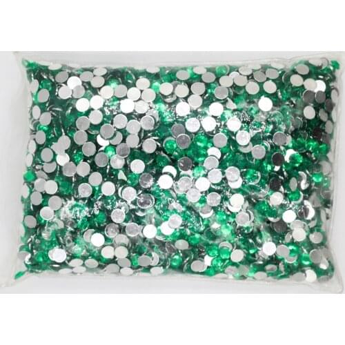Mid Green Color 1.5~12mm Flat Back Round Acrylic Rhinestones Beads,3D Acrylic Nail Art / Garment Decoration