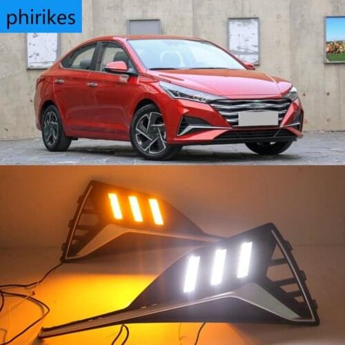 LED DRL Daytime Running Light Fog Lamp 12V Car Running Lights For Hyundai Accent Solaris Verna 2020
