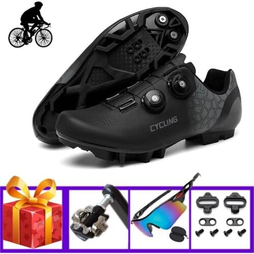 Cycling Sneakers Self-locking Breathable Rotating Button Mountain Bike Shoes Add Pedals Bicycle Sunglasses Outdoor Flat Shoes