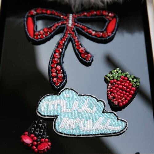 Water drill large red bowknot embroidery patch for cloth and decorative lace accessories garment tie applique