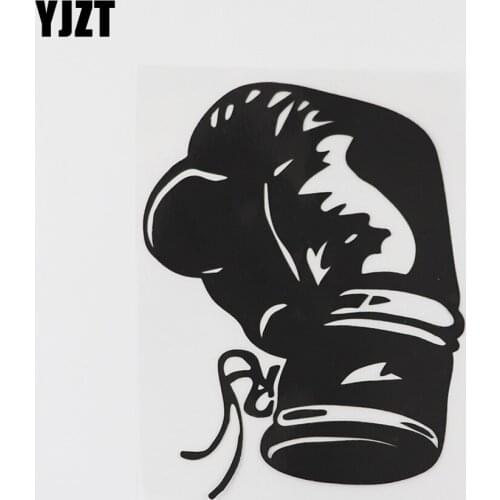 YJZT 11.3CMX14.7CM Boxing Glove Extreme Sports Fighting Vinyl Car Sticker Black/Silver 8A-0927