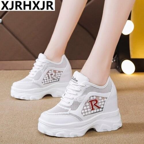 10cm Women Shoes 2020 New Summer Wedges Woman Casual Shoes Platform Heels Female Leisure White Women Sneakers