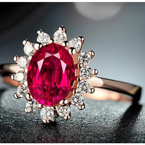 925 Sterling Silver Ring Female Charm Temperament Red Diamond Zircon Ring Ladies Opening Fashion Silver Jewelry