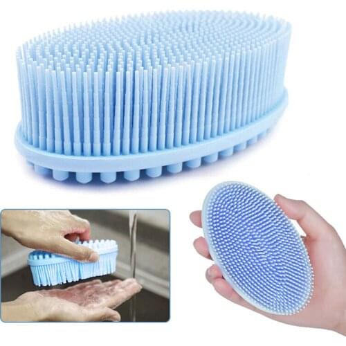 1pc Exfoliating Silicone Body Scrubber Soft Bath Shower Brush Double Sided Fast Foaming Brushes Fit for Body Scalp
