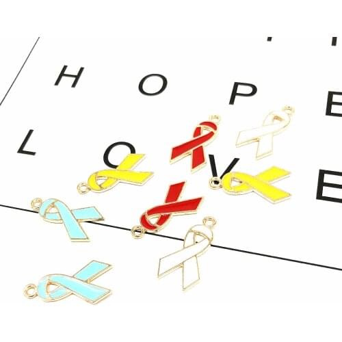 10pcs Metal Enamal breast cancer awareness charms women jewelry making DIY alloy pendant accessories Korea simple fashion trend