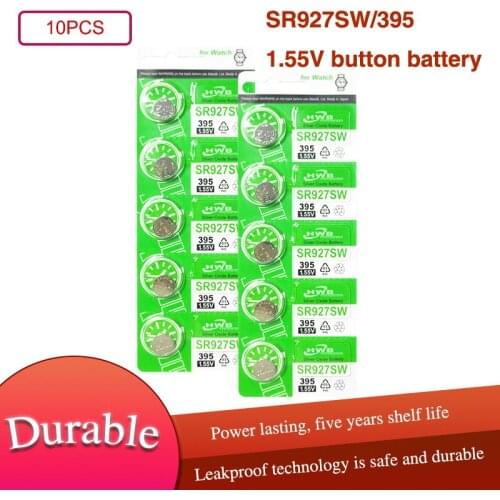 10pcs/lot 395 SR927SW 399 SR927W AG7 LR927 1.55V Silver Oxide Watch Battery Watch Battery MADE IN JAPAN