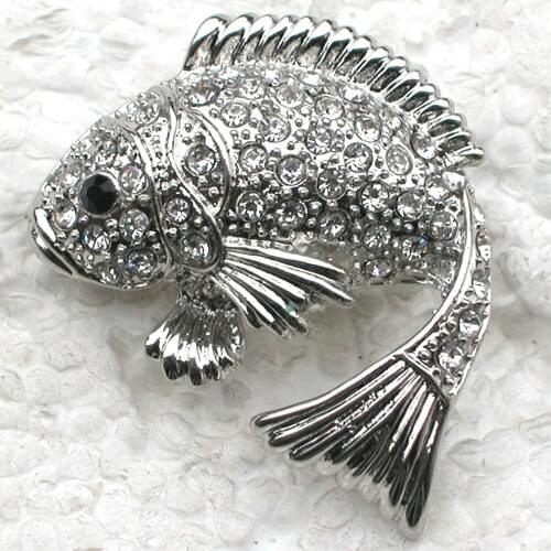 12pcs/lot Wholesale Fish Brooch Rhinestone Pin brooches & Pendant Mens Woman Accessories C101628