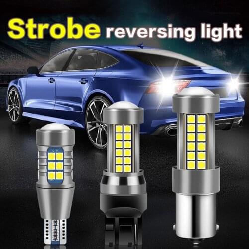 2pieces Strobe LED Reversing Light T15 T20 7440 1156 W16W P21W W21W Ba15s Car Light Bulb White