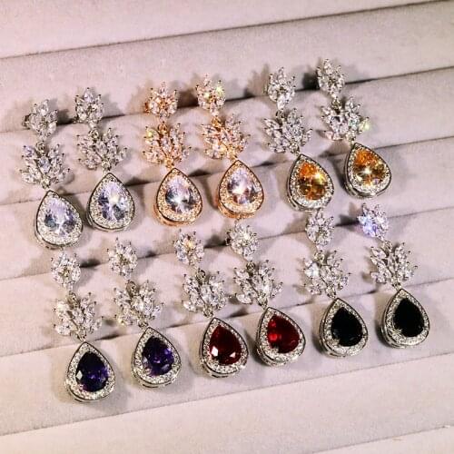 2021 New Exquisite Womens Earrings Drop Shape Colorful Zircon Earrings Fashion Womens Party Jewelry Gifts
