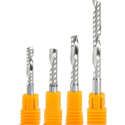 3pcs 4mm SHK Single Flute Bit Carbide Engraving Cutters Wood Cutting Tools Blade for Carving Milling MDF acrylic PVC CEL 17-52mm