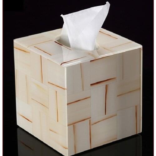 Americanl Square Resin Tissue Box Desktop Paper Holder Storage Napkin Case Organizer Ornament Craft Car Living Room Home Decor