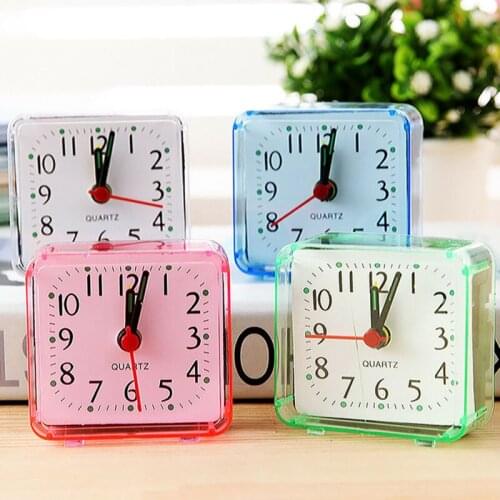 Alarm Clock Square Small Bed Travel Clocks Mini Children Student Desk Bedside Desk Table Home Beep Cute Portable