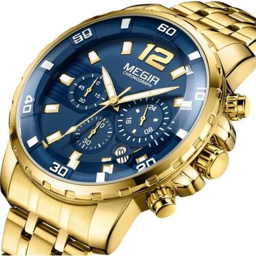 2021 New Fashion Mens Watches Stainless Steel Band Top Brand Luxury Sports Chronograph Quartz Watch for Men Relogio Masculino