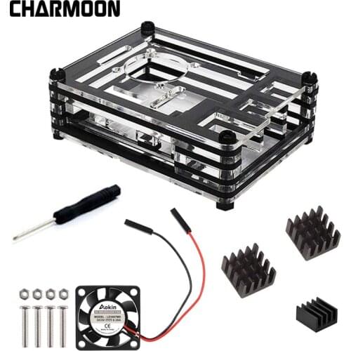 For Raspberry Pi 3 Case 9 layer Acrylic Cover Shell Box Cooling Fan and heat sink for Raspberry Pi 3 Model B+ Plus Hot