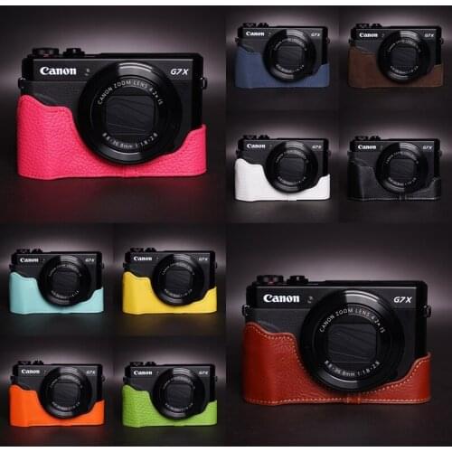 Handmade Genuine Leather Half Case Camera Cover Bag for Canon G7 X Mark II G7 X Mark III
