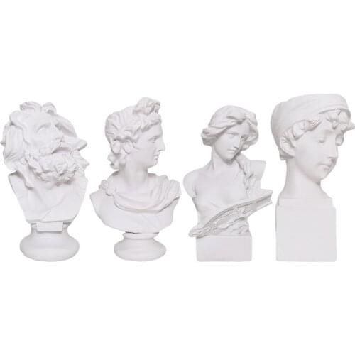 Human Head Statue Flower Vase Planter Succulent Pot Makeup Brushes Holder