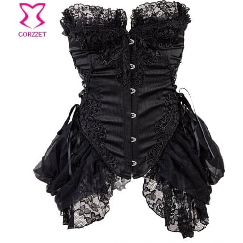 Black Victorian Floral Lace&Appliques Gothic Corset Guepiere Sexy Espartilhos E Corpetes Corsets And Bustiers Korsett For Women