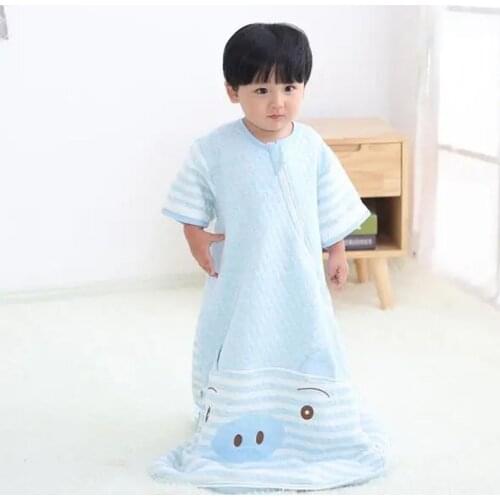 Baby Spring Autumn Warm Sleeping Bag With Round Bottom Boy Girl Pure Cotton Removable Sleeves Sleeping Bag Two-Way Zipper Design