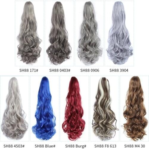 Long Natural Wave Ponytail Hair Extensions Claw Ponytails 20inch Synthetic Hair Black Red Piano Color Womens Hairpieces
