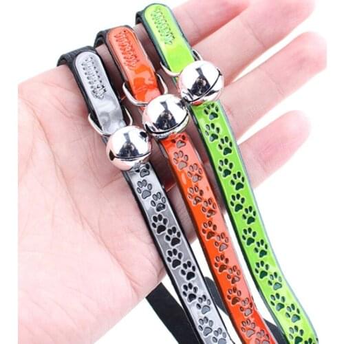 Two Layer Nylon PU Pet Cat Collars Bells Reflective Collar for Cat Small Dogs Puppy 3 Color