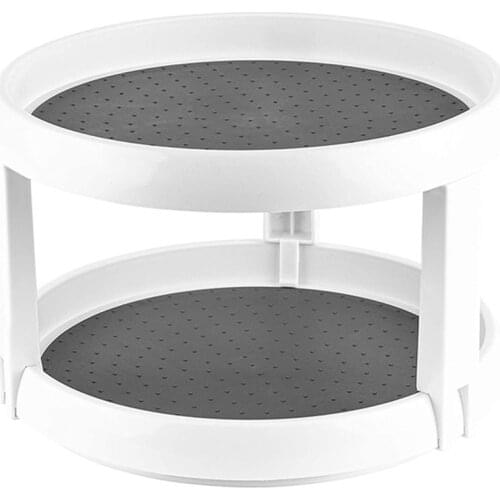 Two Level Spice Rack Storage Turntable Organizer Multi Rotary Kitchen Spice Organizer For Cabinets Pantry Tools