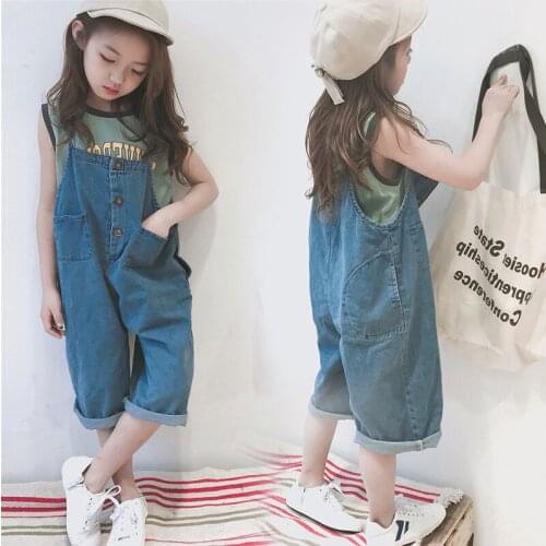 New Spring/Summer baby pants kids baby girls boys denim shorts overalls for girls denim jeans children jumpsuit shorts 3-12Y
