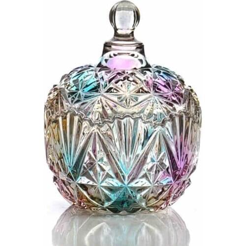 European Glass bottles Decor Crafts mini colorful dust-proof stand dessert candy jars tea caddy Boxes storage jar wedding vase