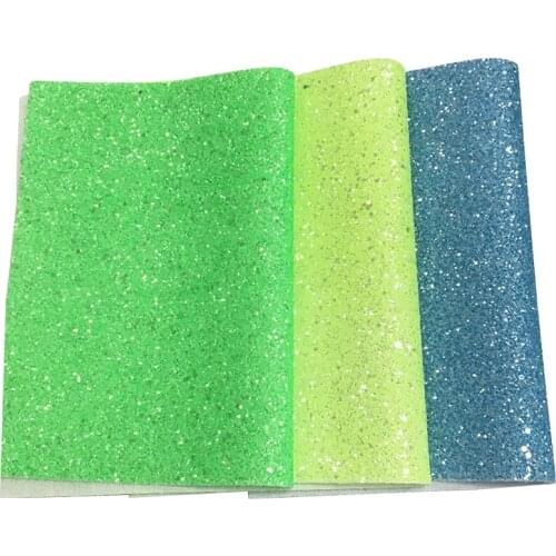 Fluorescent Pastel Chunky Glitter Faux Leather Fabric Sheets Twill Backing Material for Shoe/Bag/Earring/Hair Bow/Crafts