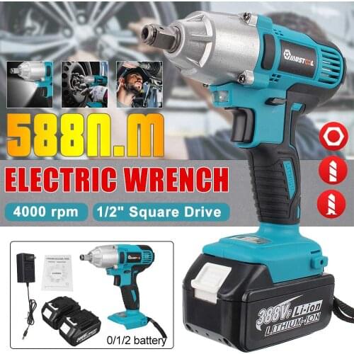 388VF 588N.m Cordless Electric Impact Wrench Rechargeable 1/2 inch Electric Screwdriver Power Tools for Makita 18V Battery