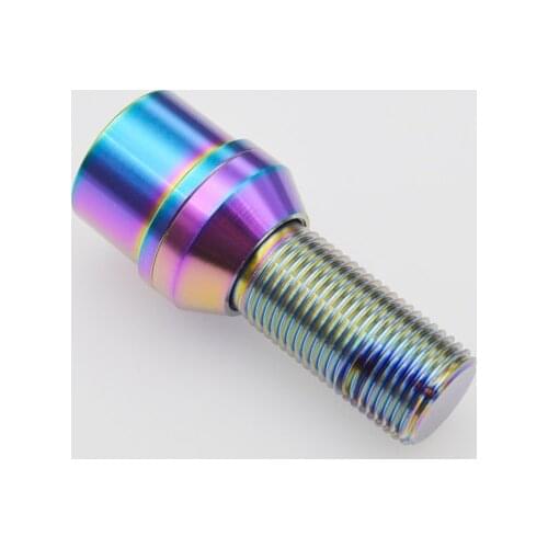 Jntitanti High performance cone seat Gr.5 titanium lug bolts M14 / M12 *1.25/1.5*40--45 with T80 and Extended thread 1piece