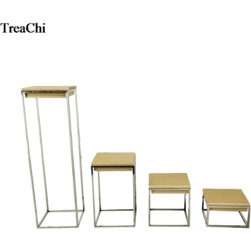 Quality Stainless Steel Jewelry Display Holder Gold PU Bangle Riser Ring Necklace Organizer Window Jewelry Display Stand 6 Size