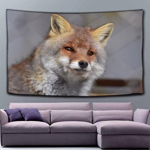 Fox Tapestry Wall Hanging Animal Stars Decorative Wall Art Paisley Bedspreads Leaf Leaves Flower Sheet