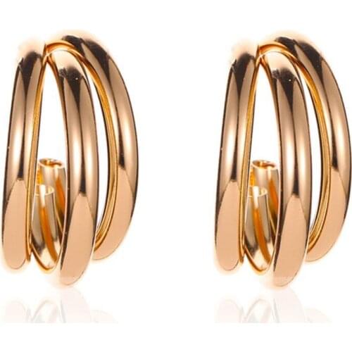 Punk Metal Tube Hoop Earring Geometric C Shape Earring Creative Wide Semicircle Curved Earring Women Fashion Jewelry Gifts