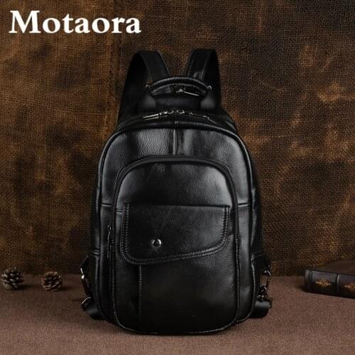 MOTAORA Mens Retro Mini Chest Packs Vintage Genuine Leather Multifunctional Chest Bag For Men 2021 New Handmade Male Backpack