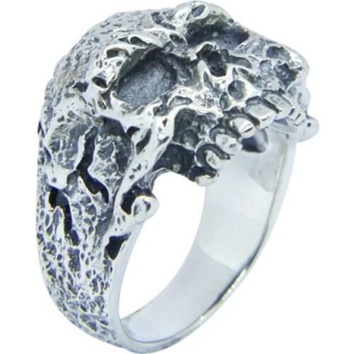 Free Shipping Size 7-15 Men Boys 925 Sterling Silver Ghost Skull Ring Jewelry Newest S925 Fashion Biker Skull Ring