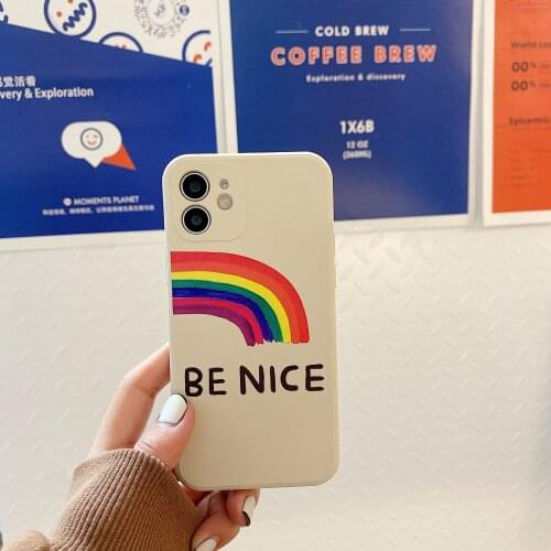 Retro doodle rainbow art sweet kawaii Japanese Phone Case For iPhone 12 11 Pro Max Xr Xs Max 7 8 Plus 7Plus case Cute Soft cover