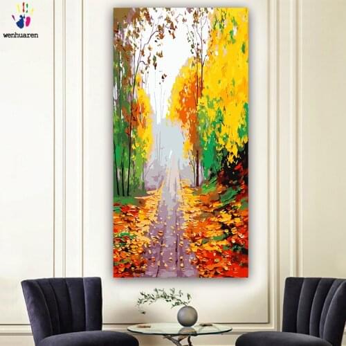 DIY colorings pictures by numbers with colors Large forest scenery Country woods picture drawing painting by numbers framed Home