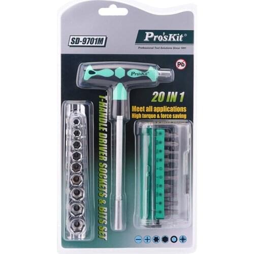 ProsKit SD-9701M 20 IN 1 T-handle DriverSockets & Bits Set