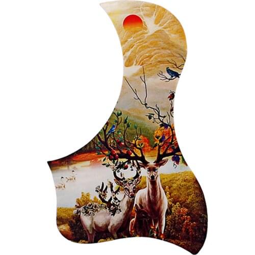 PVC Professional Acoustic Guitar Pickguard Elk Pattern Anti-Scratch Guitar Pickguard Musical Instruments Parts 17.8x11.5x0.07cm