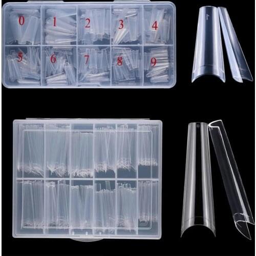 XL Nail Tips 1000-240PCS Natural Clear French Coffin Fake Nails Tips Half Cover Acrylic Nails Capsule C-Curve False Nail