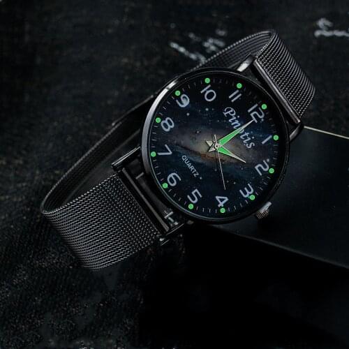 2020 New Fashion Mens Quartz Watches Simple Luminous Waterproof Wristwatches for Men Business Stainless Steel Mesh Belt Watch
