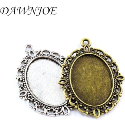 10pcs/lo 18x25mm Vintage Oval Blank Settings Base Cabochon Tray Base DIY Making pendant Jewelry Supplies Sticky glass Finding